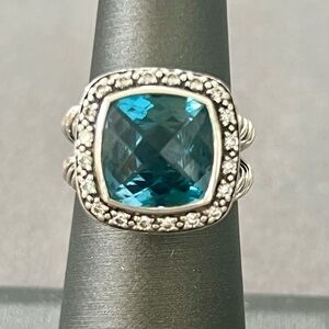 DAVID YURMAN-ALBION- Hampton BLUE TOPAZ, STERLING SILVER AND DIAMONDS.
